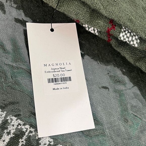 Magnolia-3Holiday Plaid & Embroidered Tea Towels in Green and Red New w/tags - Picture 4 of 8